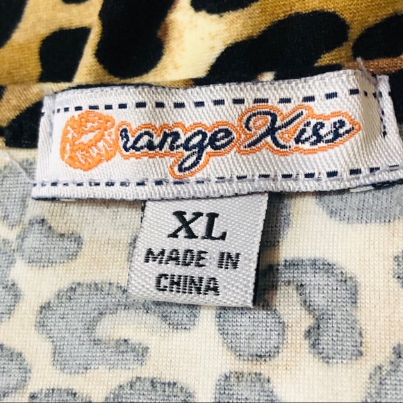 New.!Orange Kiss Blouse Cold Shoulder Animal Print - Picture 8 of 8